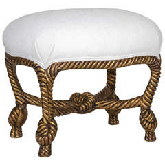 Gilt-Wood Rope Stool From the 1950s